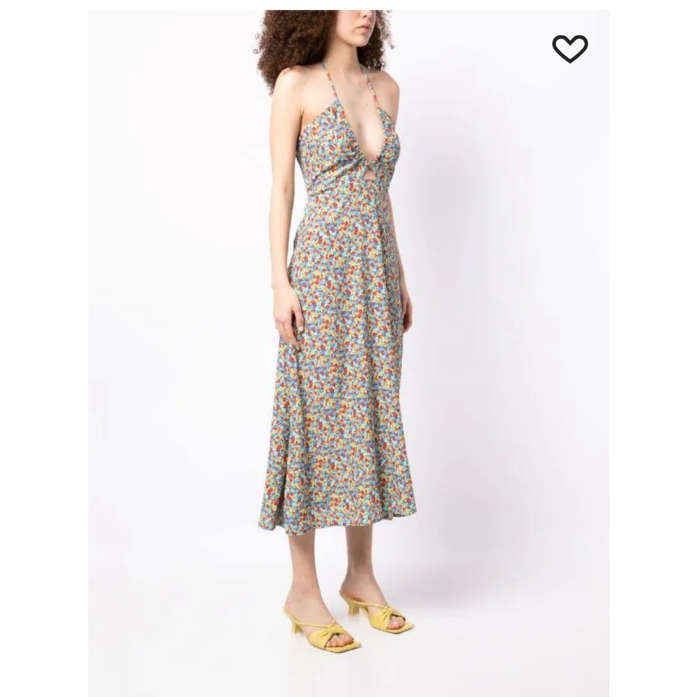 Faithfull the Brand Floral Backless Dress in Blue and Yellow